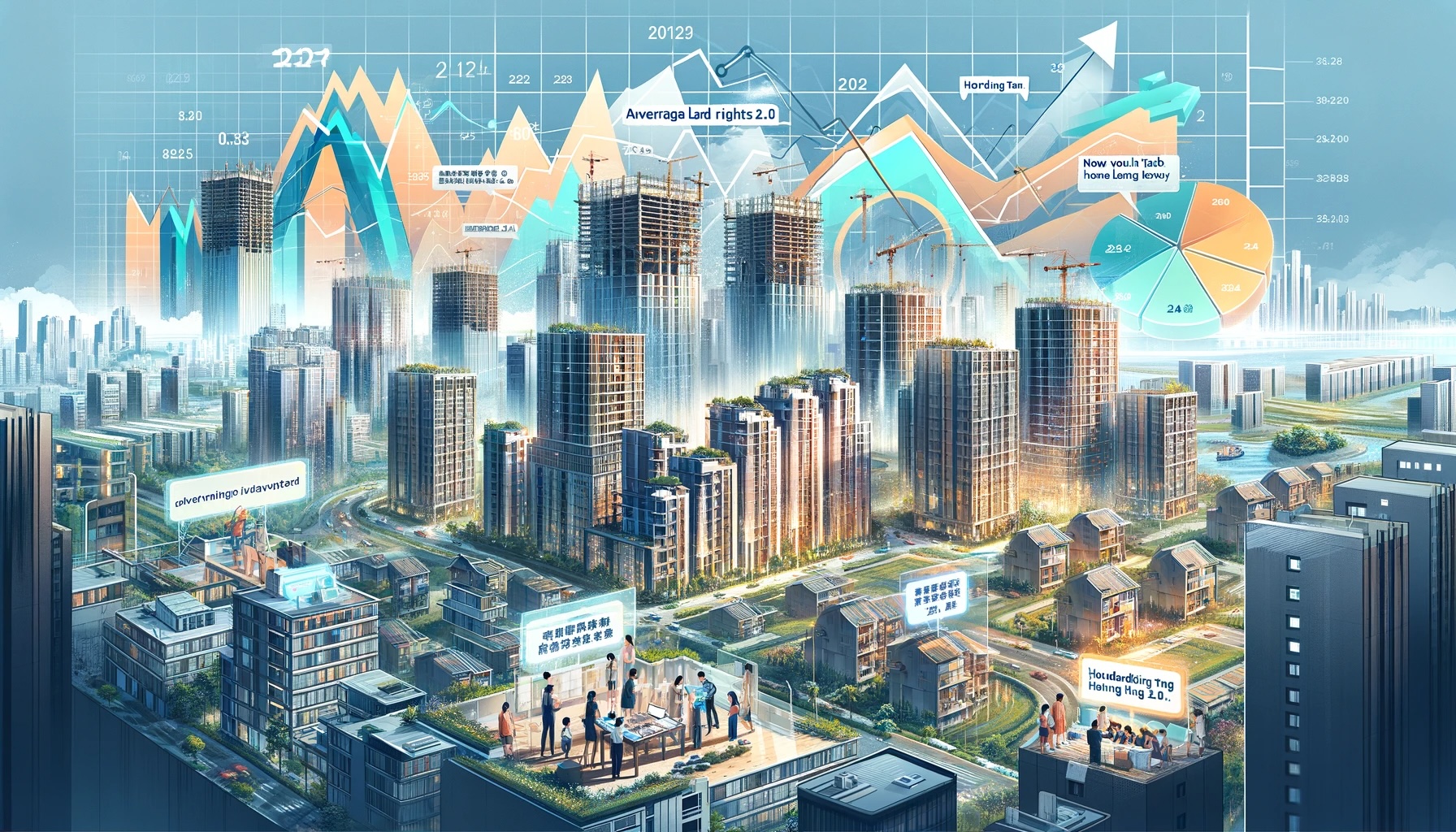Dall·e 2024 01 03 22.04.09 An Illustrative Wide Banner Image Depicting The Dynamic And Evolving 2023 Taiwanese Real Estate Market. The Foreground Shows A Bustling Cityscape In T